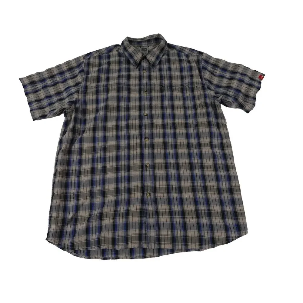 The North Face Hiking Outdoor Plaid Button Up Short Sleeve Shirt Men's Large